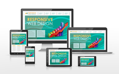 Wall Mural - responsive web design concept in different devices