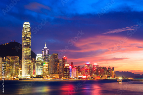 Fotografia Hong Kong skyline at night, China