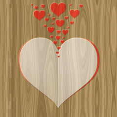 Love letter relief painting on generated wood texture background