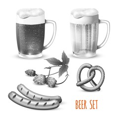 Canvas Print - Beer set black and white