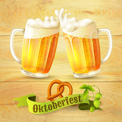 Sticker - Beer mugs Octoberfest poster