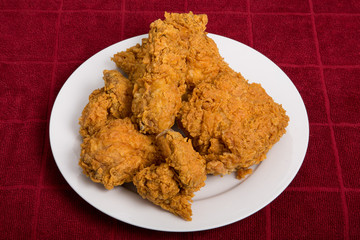 Wall Mural - Five Pieces of Fried Chicken on Red Towel