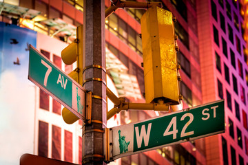 The intersection of 42nd Street and 7th Avenue at Times Square,