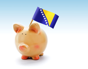 Piggy bank with national flag of Bosnia and Herzegovina