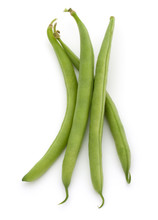 Green Beans Handful Isolated On White Background Cutout