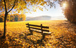 canvas print picture - Herbstlandschaft mit Sonnenschein