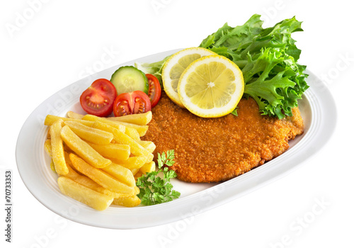 Naklejka na szybę Schnitzel und Pommes