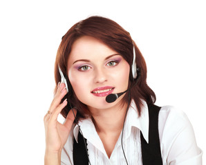 Beautiful business woman with headset. Call center