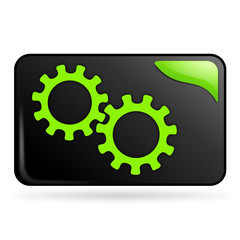 Poster - engrenage sur bouton web rectangle vert