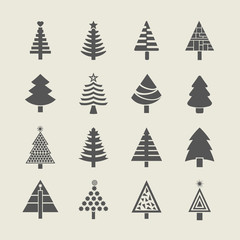  Abstract Christmas tree icons set