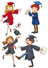 Poster - A simple coloured sketch of the graduates