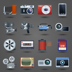 Wall Mural - Photo video icons set