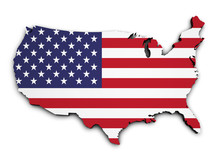 USA Flag Map 3d Shape