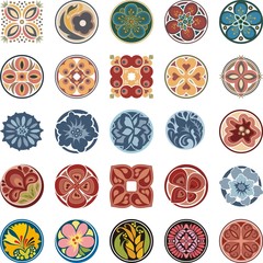 Wall Mural - Floral Ornamental Circle Designs Set