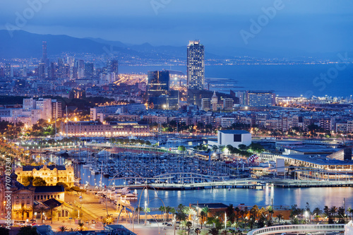 Nowoczesny obraz na płótnie Barcelona Cityscape by Night