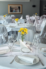 Wall Mural - Empty glasses set in restaurant