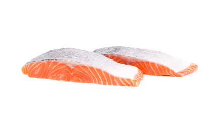 Wall Mural - Fresh red salmon fillet slices.