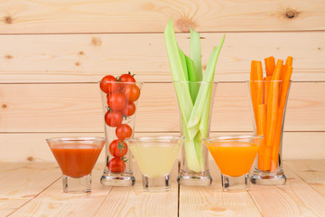 Wall Mural - Fresh vegetables juices in glasses.