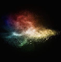 Wall Mural - colourful powder exploding isolated on black