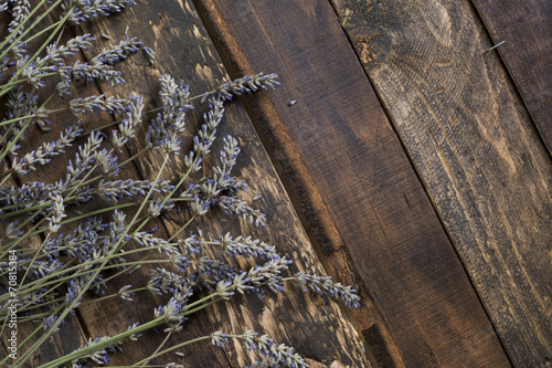 Plakat na zamówienie Lavender on rustic wooden background