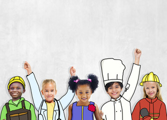 Sticker - Group of Children in Dream Job Uniforms