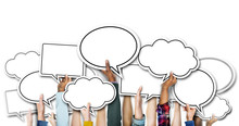 Group Of Hands Holding Speech Bubbles