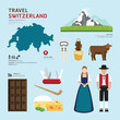 Travel Concept Switzerland Landmark Flat Icons Design .Vector Il