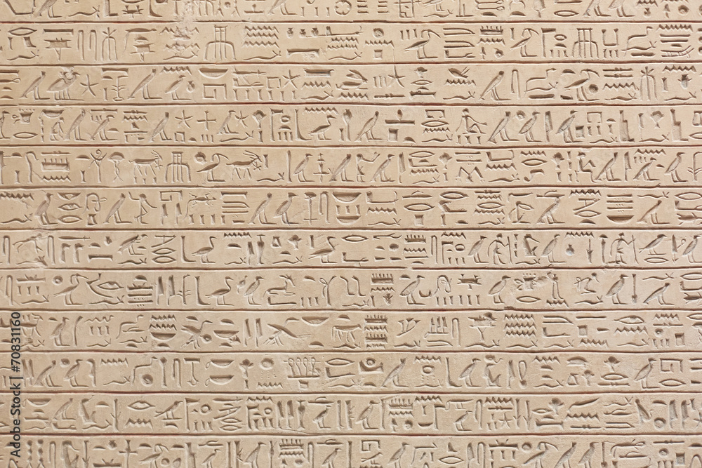 Egyptian hieroglyphs stone background - obrazy, fototapety, plakaty 