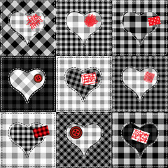 Poster - Checkered quilt with hearts.