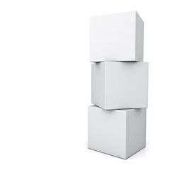 Fototapete - Blank 3d concept boxes standing isolated on white background