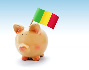 Piggy bank with national flag of Mali