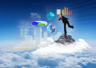 Poster - Composite image of businesswoman stepping and balancing