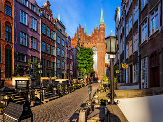 Wall Mural - Mary's Street with the Basilica in Gdansk, Poland.