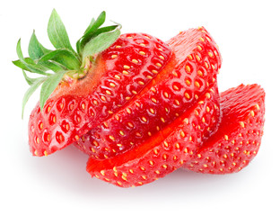 Wall Mural - Sliced strawberry isolated on white