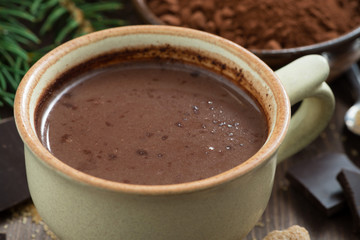 Wall Mural - hot chocolate in a ceramic cup, close-up