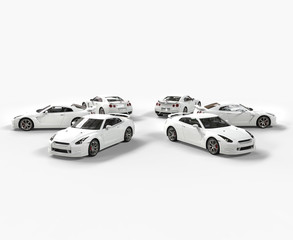 Wall Mural - White cars in a circle