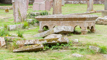 Very Old Broken Gravestone In The Cemetery