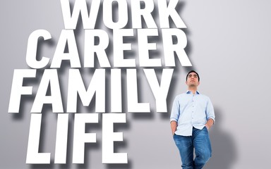 Poster - Composite image of unsmiling casual man standing