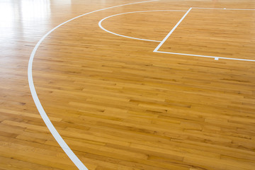 Poster - wooden floor basketball court with light effect