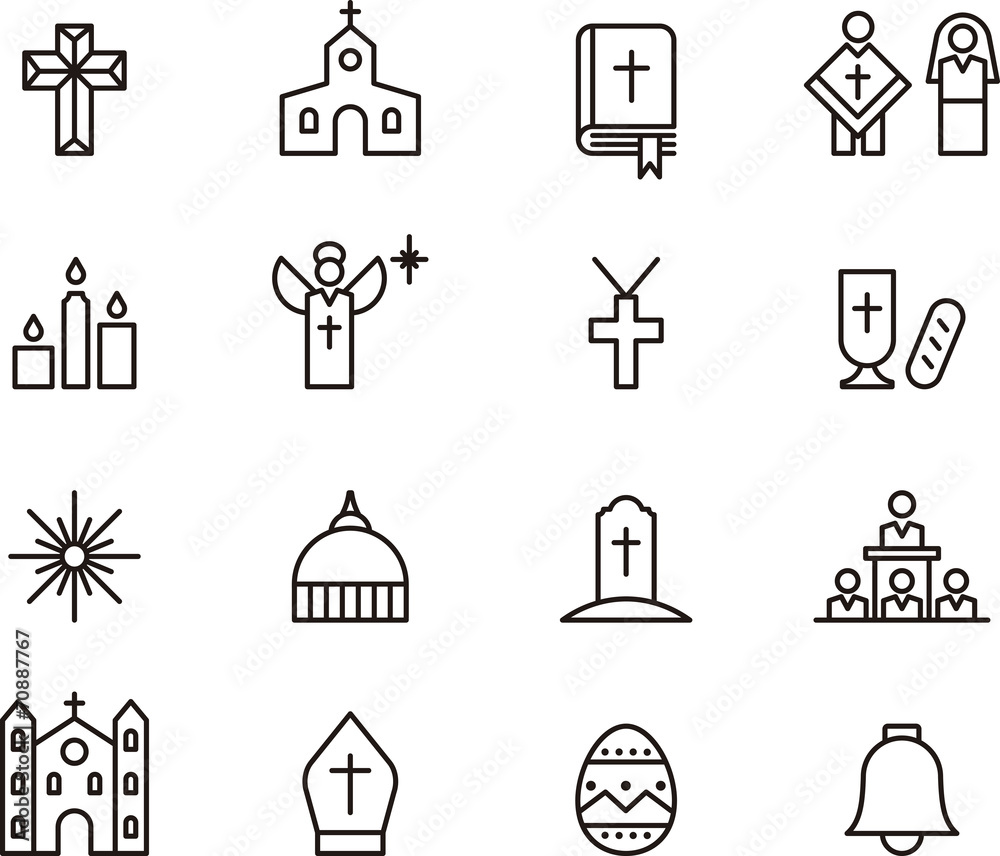 Catholic Religion icons - obrazy, fototapety, plakaty 