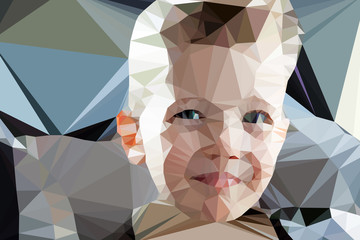 Wall Mural - Child boy portrait vector geometric modern illustration