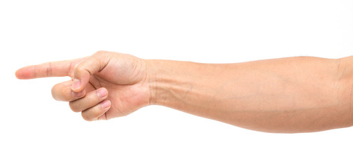 Hand pointing isolated on white background