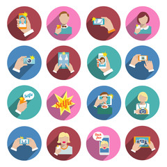 Wall Mural - Selfie Icons Flat