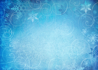 snowflake background with whimsical swirls.