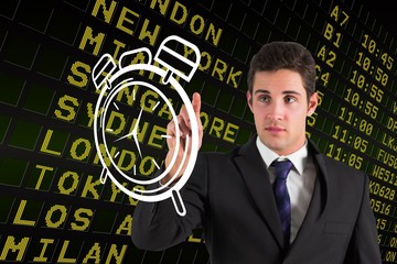 Poster - Composite image of businessman standing and pointing