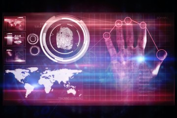 Aufkleber - Pink technology hand print interface design