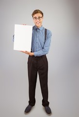 Aufkleber - Geeky hipster showing a card