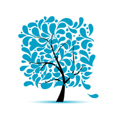 Aufkleber - Art tree with water drops for your design