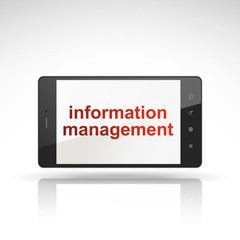 Wall Mural - information management words on mobile phone