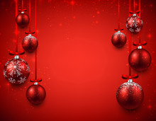 Background With Red Christmas Balls.